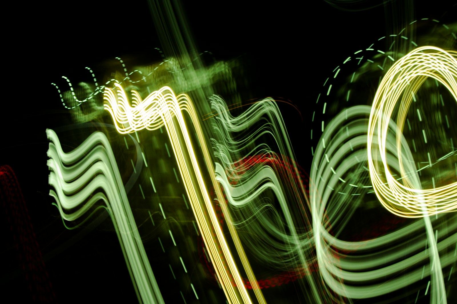 green and yellow light streaks